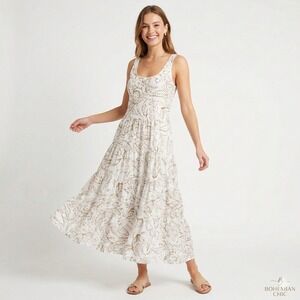 Lauren Ralph Lauren Women's Size 6 Linen Paisley Tiered Sleeveless Maxi Dress